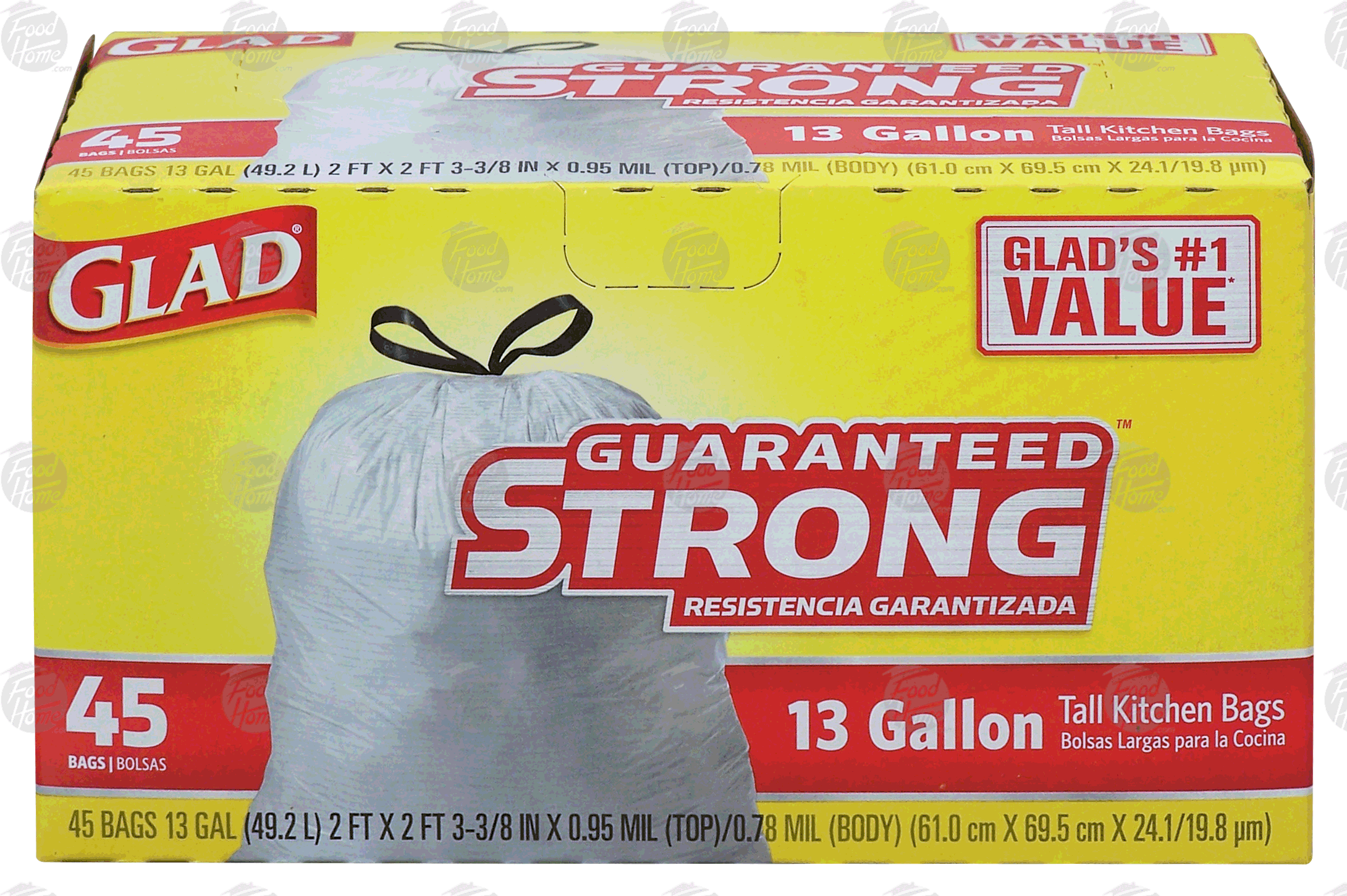 Glad  13 gallon tall kitchen drawstring trash bags Full-Size Picture